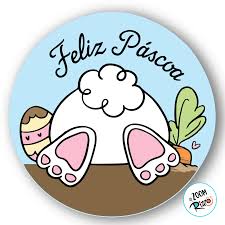 ADESIVO REDONDO C/HOT FELIZ PASCOA PT C/30 UN