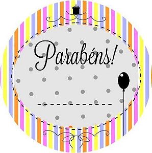 ADESIVO REDONDO PARABENS 10X23