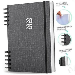 AGENDA DE PAPEL CINZA E PRETO 15 X 21CM 7420