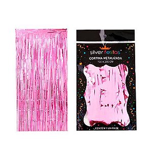 CORTINA METALIZADA ROSA BEBE 100 X 200 CM SILVER FESTAS