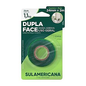 DUPLA FACE MASSA ADESIVA 24MM X 2M SULAMERICANA