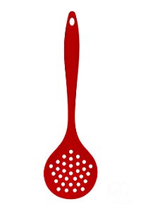 ESCUMADEIRA DE SILICONE VAZADA 28CM VERMELHO EM CASA TEM