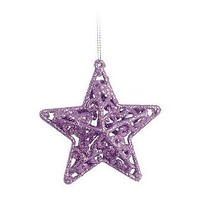 ESTRELA VAZADA C/GLITTER 8CM 4PCS SORT