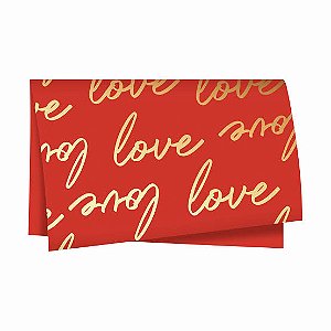 FOLHA P/PRESENTE LOVE 68CMX65CM VERMELHO/OURO