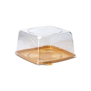 G 50Q TORTA MEDIA QUADRATTA TAMPA ALTA DOURADA PET 21X21X12 GALVANOTEK