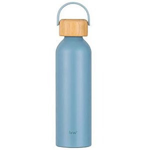 GARRAFA DE ALUMÍNIO C/ TAMPA EM BAMBU - 500ML - BOHO AZUL BALI