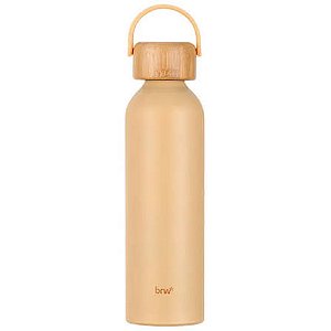 GARRAFA DE ALUMÍNIO C/ TAMPA EM BAMBU - 500ML - BOHO PALHA