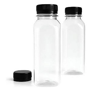 GARRAFINHA PET QUADRADA CRISTAL 1000ML TP PRETA TECH