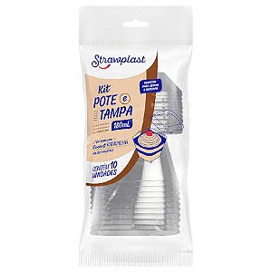 KIT POTE E TAMPA P/MOUSSE 180ML CRISTAL STRAWPLAST 532