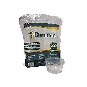 KIT POTE PP REDONDO 200ML C/TAMPA DANUBIO (FREEZER/MICRO)