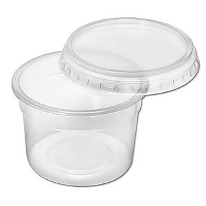 KIT POTE REDONDO 350ML C/TAMPA DANUBIO (FREEZER/MICRO)