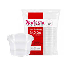 KIT POTE REDONDO 500ML C/TAMPA PRAFESTA (FREEZER/MICRO)