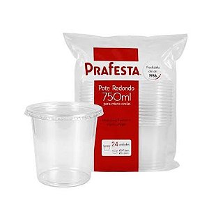 KIT POTE REDONDO PP 750ML C/SOBRETAMPA  PRAFESTA (FREEZER/MICRO)