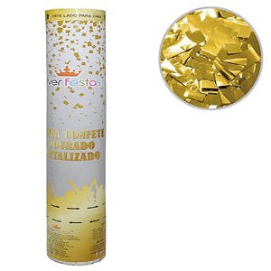 LANCA CONFETE DOURADO METALIZADO 30 CM PICADO SILVER FESTAS