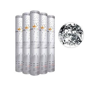 LANCA CONFETE PRATEADO METALIZADO 30 CM PICADO SILVER FESTA