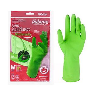 LUVA MULTIUSO LATEX VERDE LIMPEZA MODERADA M - 1 PAR - VABENE