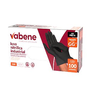 LUVA NITRILICA PRETA GG S/PO C/100UN VABENE