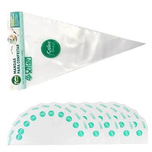 MANGA PARA CONFEITAR TRANSPARENTE 40X22 CM C/50 UN CAKE BRASIL