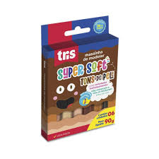 MASSA MODELAR TRIS SUPER SOFT 6 CORES TONS DE PELE