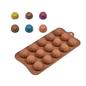 MOLDE DE SILICONE CHOCOLATE MINI BOMBOM FT143 SILVER CHEF