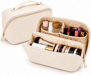 NECESSAIRE FEMININA COSMETICOS /MAQUIAGEM COR OFF WHITHE