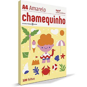 PAPEL SULFITE A4 AMARELO 75G COM 100 FOLHAS CHAMEQUINHO