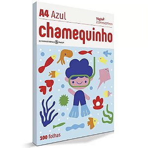 PAPEL SULFITE A4 AZUL 75G COM 100 FOLHAS CHAMEQUINHO