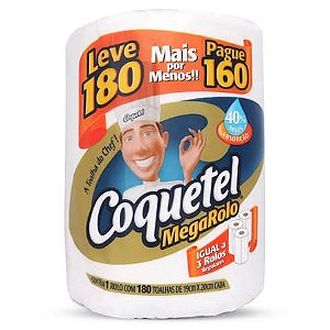 PAPEL TOALHA COQUETEL MEGA ROLO 180 FOLHAS 19CMX19CM