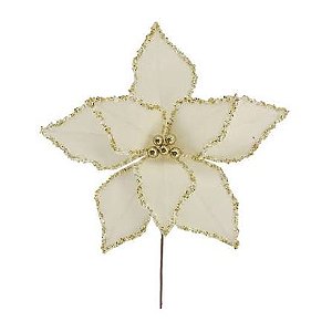 PICK NATALINO FLOR CHAMPANHE PAETE C/ GLITTER 30CM X 30CM