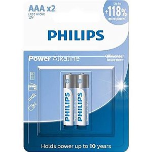 PILHA ALCALINA PALITO AAA C/2 PHILIPS
