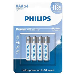PILHA ALCALINA PALITO AAA C/4 PHILIPS