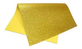 PLACA DE EVA COM GLITTER 40X60CM DOURADO EVABRAS