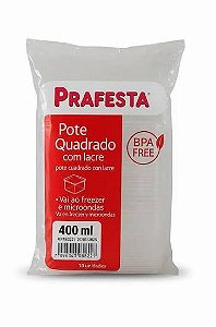 POTE C/LACRE QUADRADO 400ML PRAFESTA (FREEZER/MICRO)