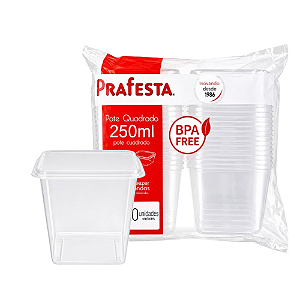 POTE QUADRADO 250ML C/TAMPA PRAFESTA (FREEZER/MICRO)