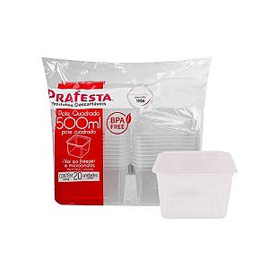 POTE QUADRADO 500ML C/TAMPA PRAFESTA (FREEZER/MICRO)