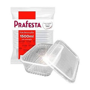 POTE RETANGULAR PP 1500 ML C/TAMPA PRAFESTA (FREEZER/MICRO) KIT