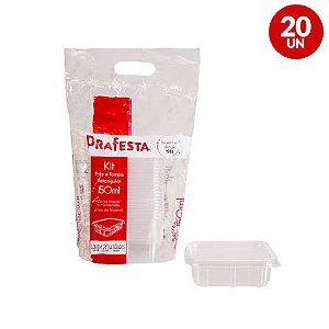 POTE RETANGULAR PP 150ML C/TAMPA PRAFESTA (FREEZER/MICRO) KIT