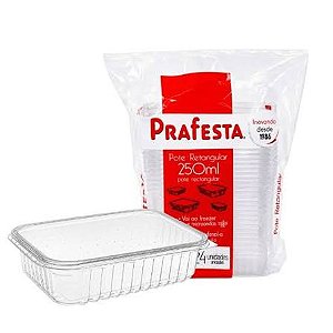 POTE RETANGULAR PP 250ML C/TAMPA PRAFESTA (FREEZER/MICRO) KIT