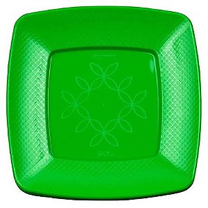 PRATO QUADRADO 21CM VERDE NEON STRAWPLAST 583