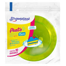 PRATO REDONDO 15CM VERDE NEON STRAWPLAST 338