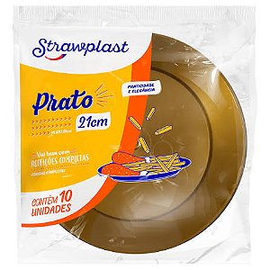 PRATO REDONDO 21CM DOURADO STRAWPLAST 773
