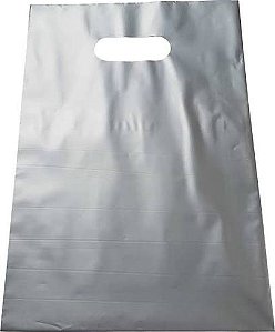 SACOLA BOCA DE PALHACO 25X35 PRATA KROMASA