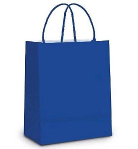 SACOLA DE PAPEL AZUL 26 X 21 X 9 VINCO