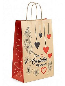 SACOLA KRAFT M 34X22X12 COM CARINHO PARA VOCE