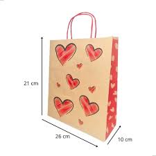 SACOLA KRAFT M 34X24X11 CORACOES LOVE