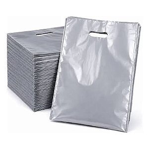 SACOLA PLASTICA (BOCA DE PALHAÇO) 20CM X 30CM PRATA ABAPLAST