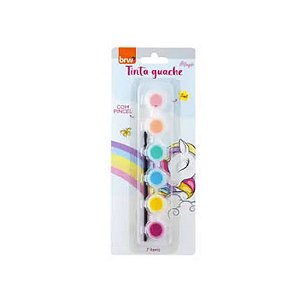 TINTA GUACHE 3ML 6 CORES + PINCEL MAGIC - BLISTER C/ 7 PCS