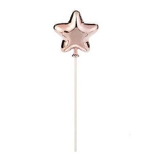 TOPO DE BOLO ESTRELA ROSE GOLD SILVER FESTAS