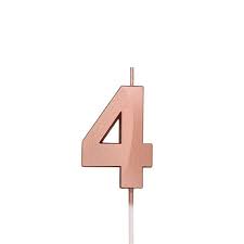 VELA MINI DESIGN ROSE GOLD NUMERO 4 SILVER FESTAS