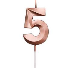 VELA MINI DESIGN ROSE GOLD NUMERO 5 SILVER FESTAS